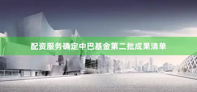 配资服务确定中巴基金第二批成果清单